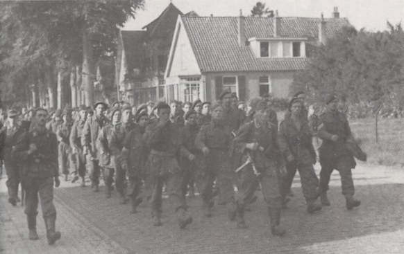  100 men from the 1st airborne being taken towards Germany through Elleson, near Arnhem